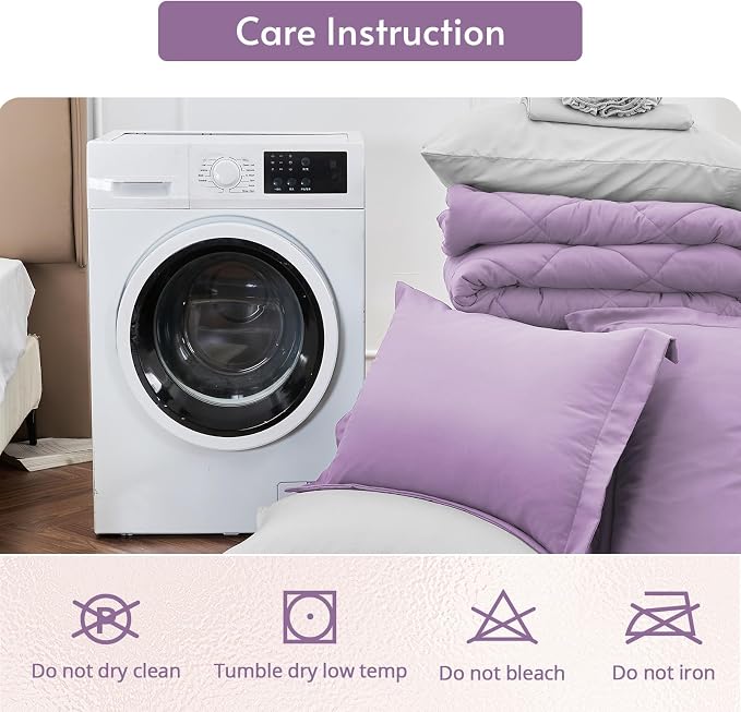 MUXHOMO 7 Pieces Queen Comforter Set, Reversible Bed in a Bag Queen Size - Image 9