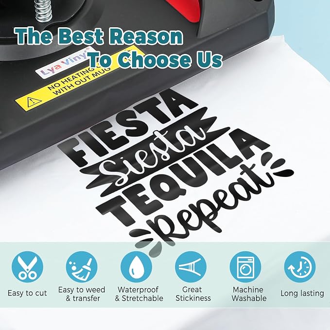 Black Heat Transfer Vinyl 12" x 10ft Black Iron On Vinyl - Image 3