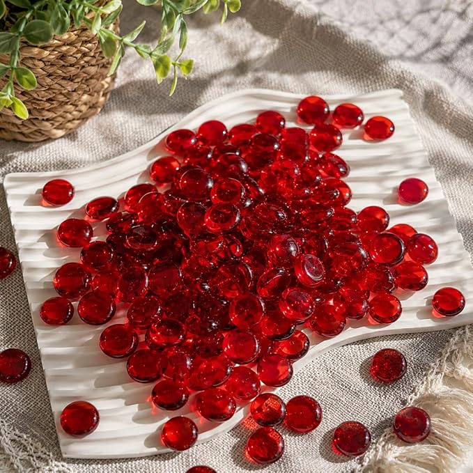 ARSUK 2LB Red Glass Pebbles for Vase Fillers, Aquarium Gravel, Decorative - Image 4