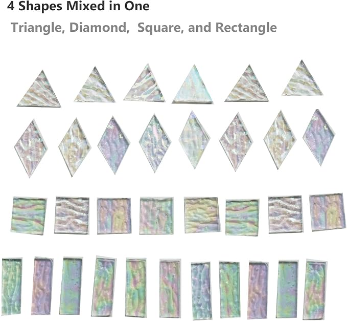 Iridescent Textured Cathedral Glass Mosaic Tiles, 200g Transparent Stained - Image 4