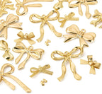 FASHEWELRY Alloy Bowknot Charms Links Golden Bow Tie Connector Charms Metal Bow - Image 2