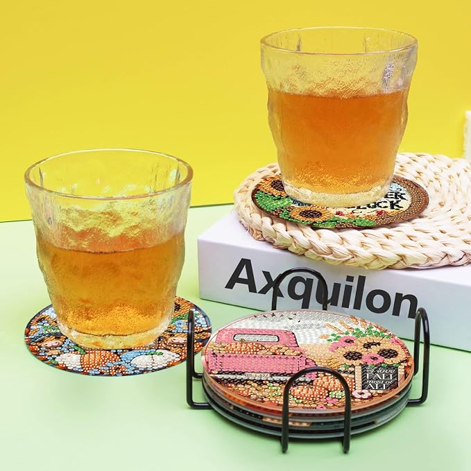 Axquilon 8 Pcs Fall Diamond Art Coasters Kit - Image 5