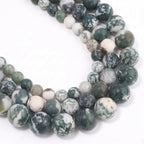 48pcs Natural Matte Tree Agate Gemstone Beads，8mm Frosted Round Loose Stone by Yochus