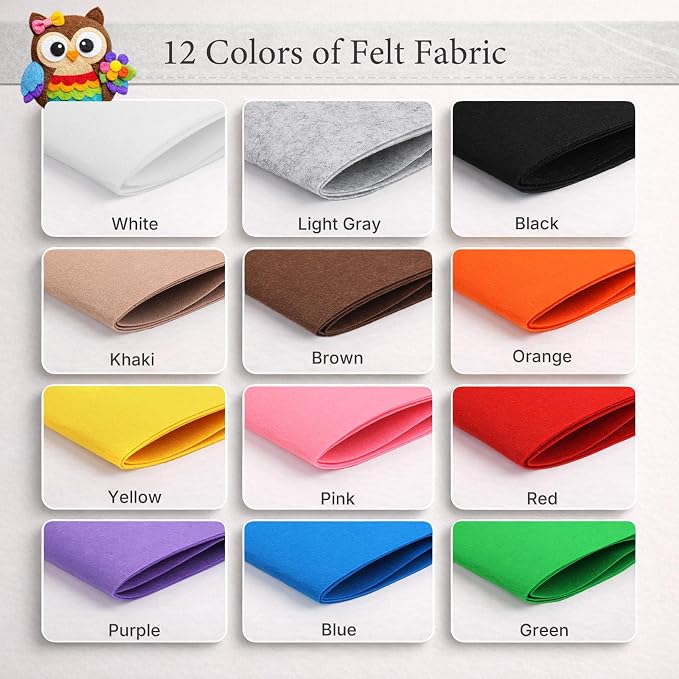 12 Rolls Large Stiff Felt Sheets 8"x35" Felt Fabric Bundle Pack Rainbow - Image 2