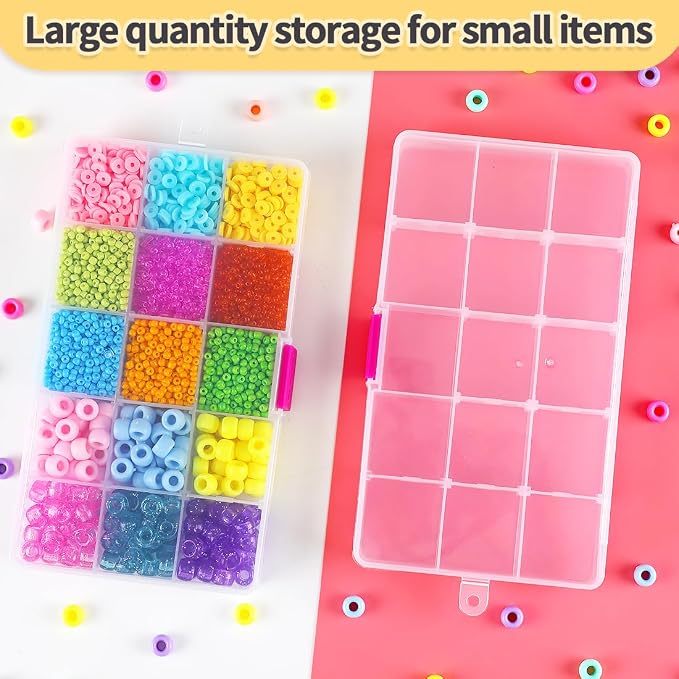IOOLEEM 15 Grids Plastic Bead Organizer Box, Organizer Container Storage Box - Image 4