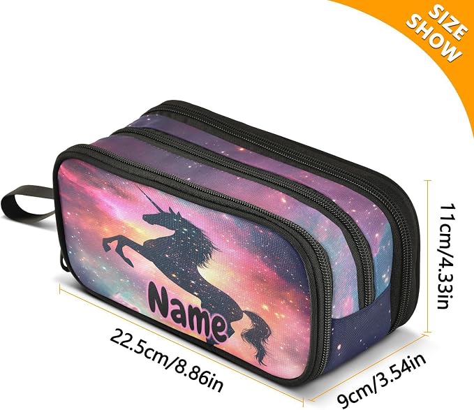 Custom Unicorn Galaxy Sky Pencil Case Box Boys Girls Personalized Name Large - Image 7