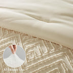 Zzlpp King Comforter Set 7 Pieces, Cream Tufted Bed in a Bag - Image 5