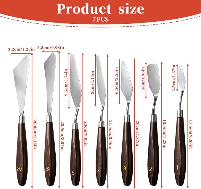 7Pcs Spatula Palette Knife Painting Knife Set Stainless Steel Drawing Scraper - Image 2
