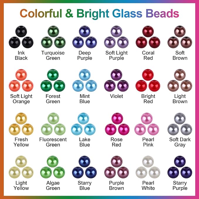 XSEINO About 1200+ PCS 6mm Imitation Pearl Style Glass Beads Bracelet Making Kit - Image 2
