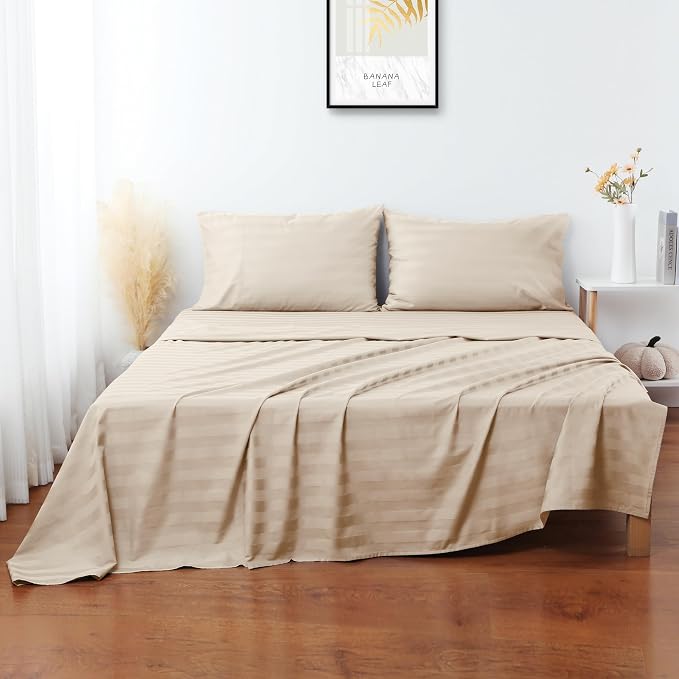 Flat Sheet Only Queen Size, 400 TC 100% Egyptian Cotton Flat Sheet Striped - Image 7