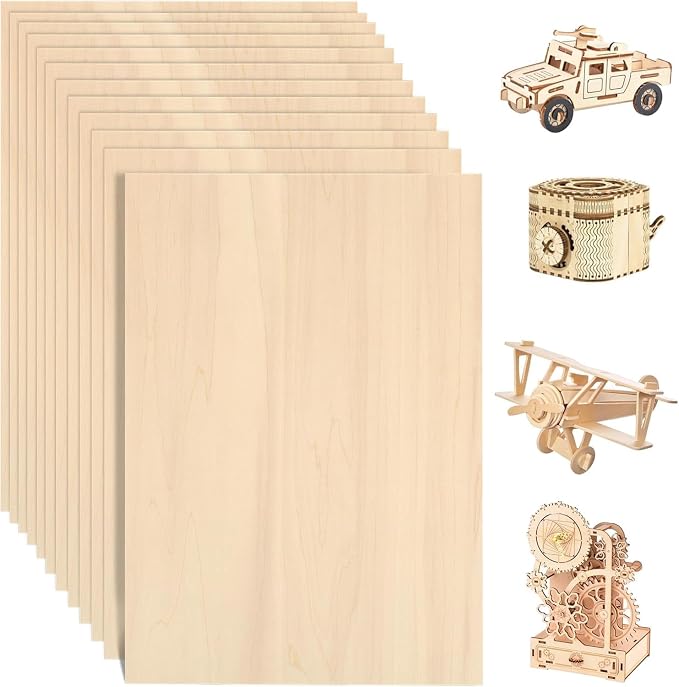 24 Pack Basswood Sheets for Crafts 12"x16"x1/8", 3mm Thick Plywood Sheets Board by PONGJAWOODITEMSFORCRAFTS