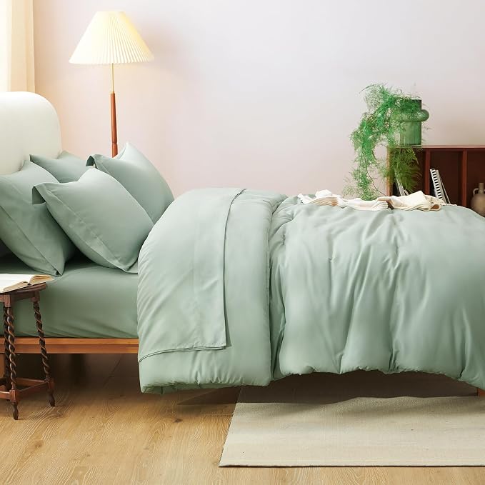 CozyLux Twin XL Comforter Set Sage Green, 5 Pieces Bed in a Bag Twin Extra Long - Image 7