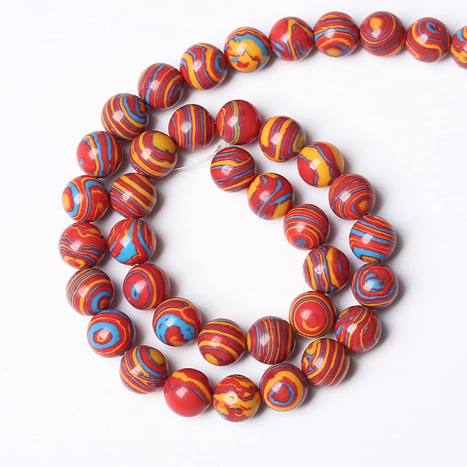 32PCS 12mm Natural Orange Malachite Beads Round Loose Stone Beads - Image 5