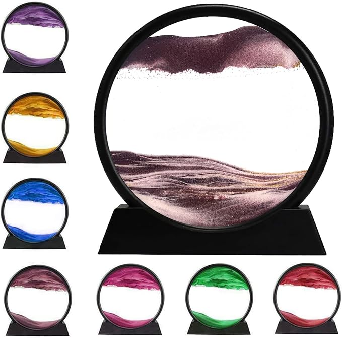 rysnwsu 3D Dynamic Sand Art Liquid Motion, Moving Sand Art Picture Round Glass by rysnwsu