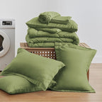 Love's cabin California King Comforter Set Olive Green, 7 Pieces California - Image 6