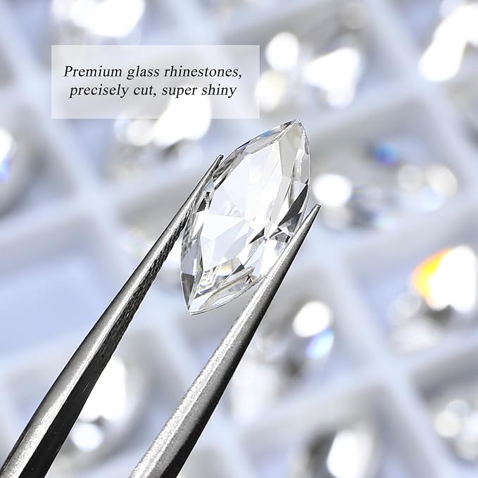 48Pcs Point Back Glass Rhinestones, 15 * 7MM Navette Shape Faceted Rhinestones - Image 3
