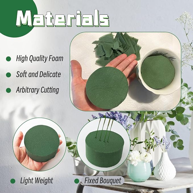 8 Pcs Round Floral Foam, Florist Plant Foam Block - Image 3