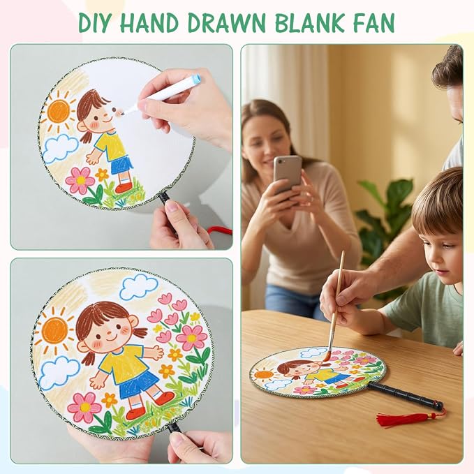Healifty 10 Pcs Blank Round Hand Fans - Image 5