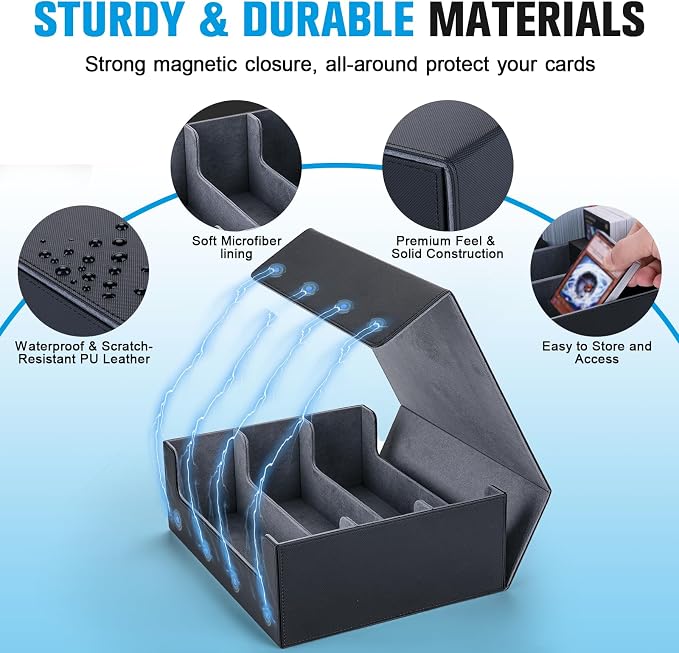 Trading Card Storage Box with 12 Dividers and 6 Foam Stoppers, Large Capacity - Image 3