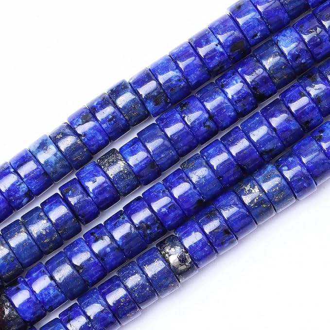 Natural Stone Heishi Beads for Necklace Making, 4 mm x 6 mm Small Flat Round by YUGDRUZY