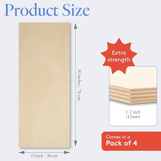 Baltic Birch Plywood 15 x 30 x 1/2 Inch - 12 mm Craft Wood - Image 2