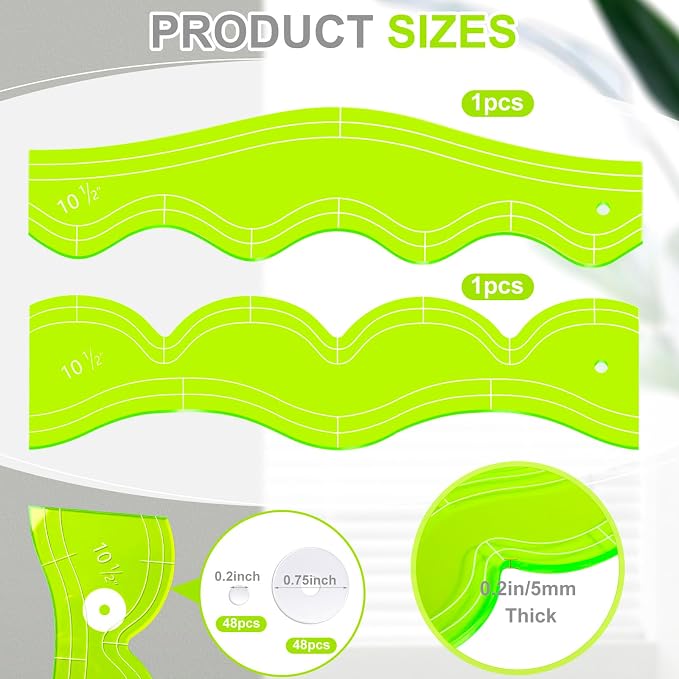 Kigley Free Motion Quilting Templates Waves Acrylic Quilting Rulers - Image 2