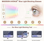 Madison Avenue TR90 Blue Light Blocking Glasses Anti Eyestrain UV Glare Blue - Image 4