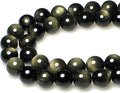 MJDCB Rare Collection Natural Stone Beads Gold Obsidian Round Loose Beads by MJDCB