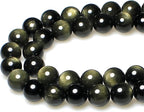 MJDCB Rare Collection Natural Stone Beads Gold Obsidian Round Loose Beads by MJDCB