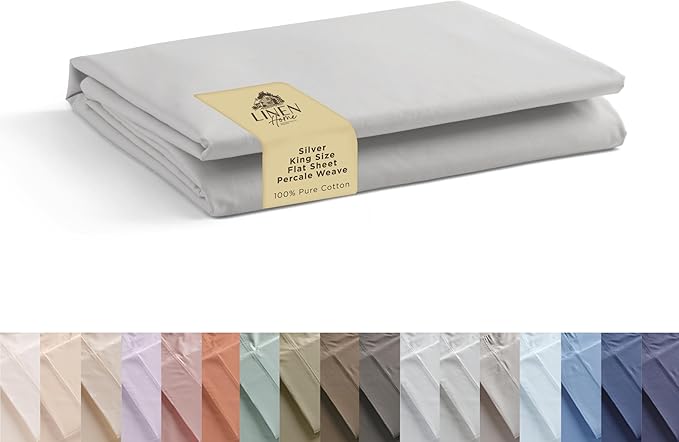 Linen Home 100% Cotton Percale 1 Flat Sheet, King Size by LINENHOME