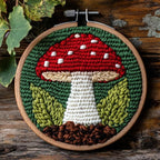 Punch Needle Kits for Beginners Red Mushroom 20x20cm | Easy for Beginners by Unknown