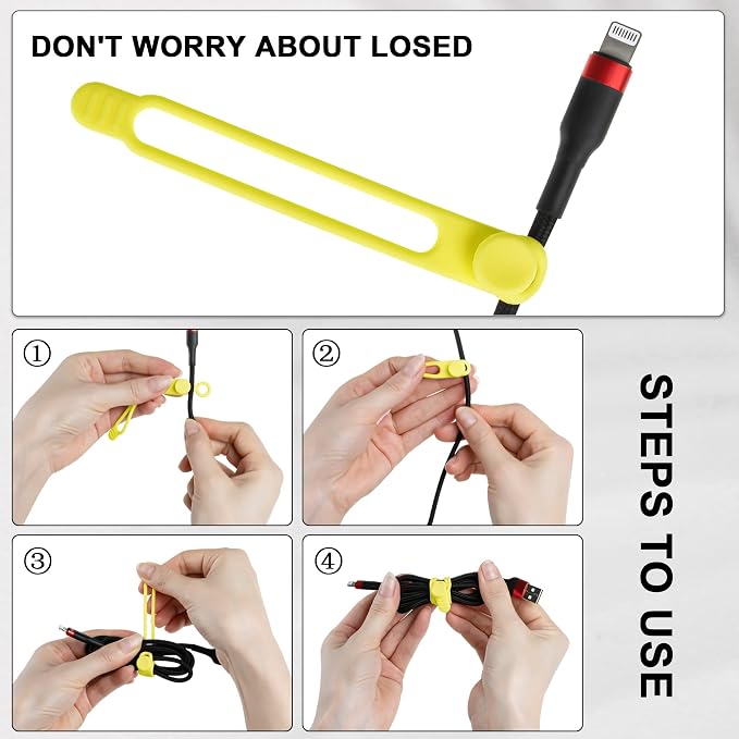 100Pcs Silicone Cable Ties Cord Organizer - Image 3