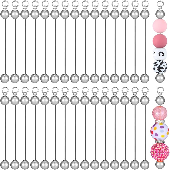 Hicarer 30 Pcs Beadable Keychain Bars Blanks Keychain Making Supplies by Hicarer