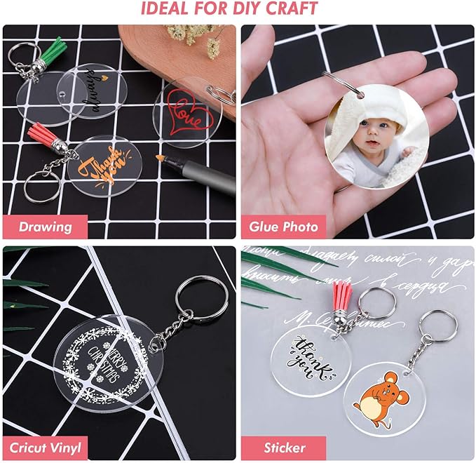 Acrylic Keychain Blanks, Audab 50pcs Clear Keychains - Image 5