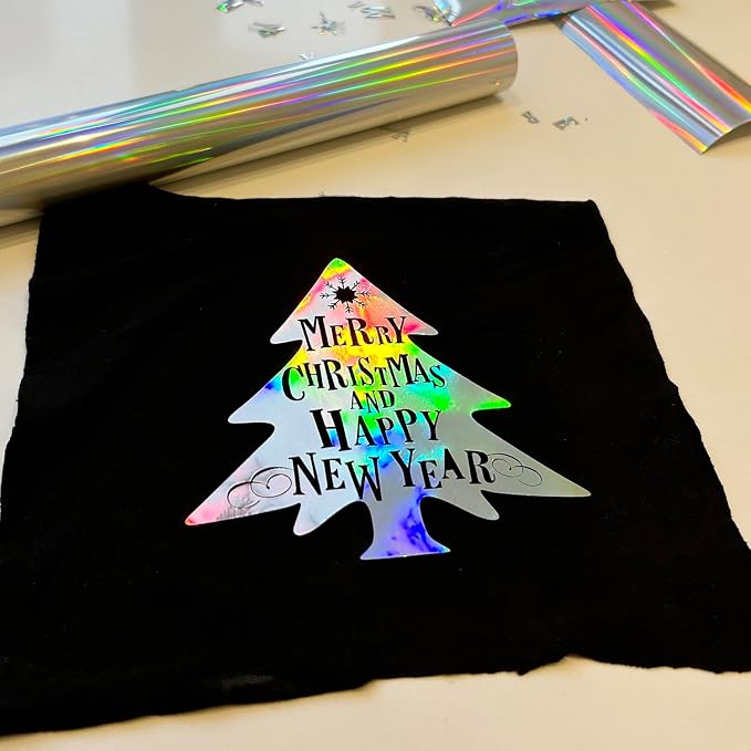 Holographic Heat Transfer Vinyl Metal Silver HTV Holographic Vinyl Rolls 12Inch - Image 5