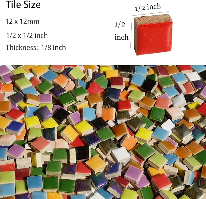 Lanyani 784 Pieces Colorful Tiny Square Ceramic Mosaic Tiles - Image 5