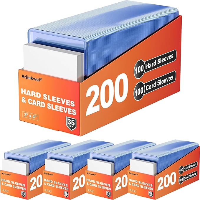 1000 Pack Card Sleeves Hard Plastic, Arjiekwei 3"X 4" Baseball Cards Protectors by Arjiekwei