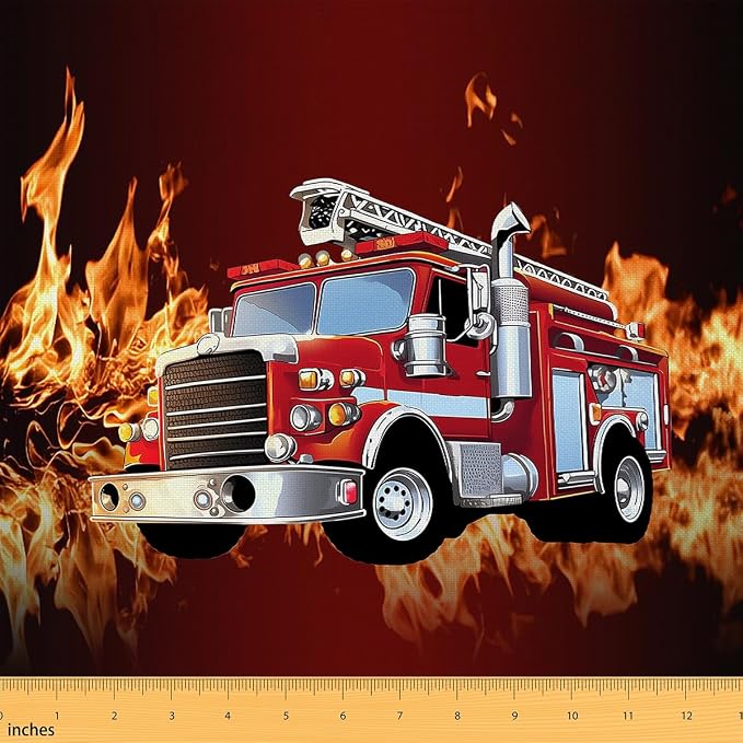 Erosebridal Fire Truck Flannel Fabric by The Yard Fireman Soft Not Stretchy by Erosebridal