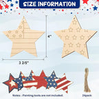 COCHIE 4th of July Stars Wood Crafts to Paint Set of 24, Memorial Day - Image 2