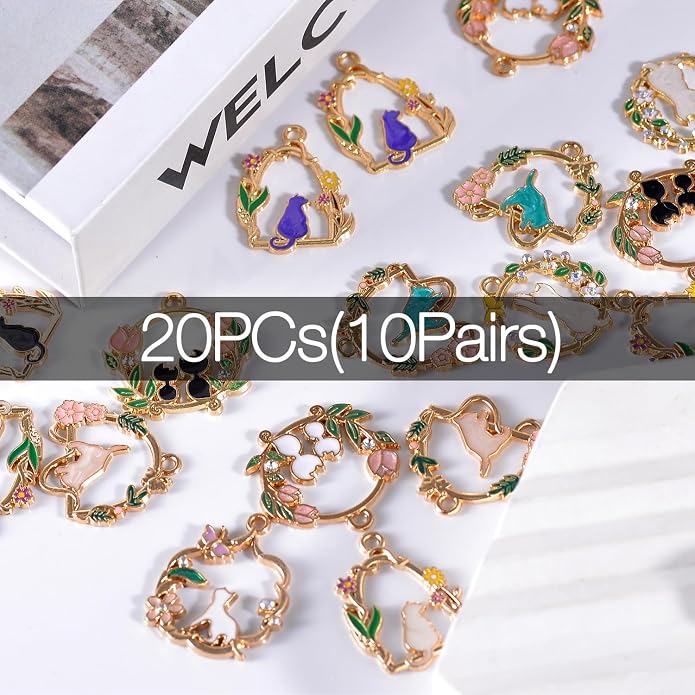 Bulk Gold Enamel Charms for Jewelry Making, Colorful Metal Charms Pendant for - Image 3
