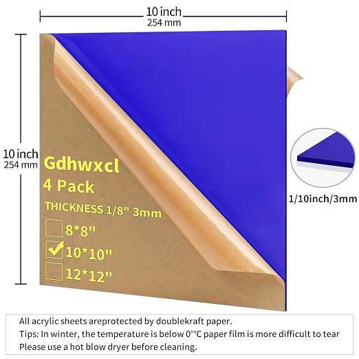1/8 Thick 10 x 10 inch Acrylic Sheets - Image 2