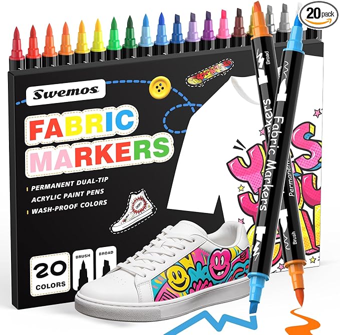 4 Fabric Markers, Fabric Paint Permanent by Swemos