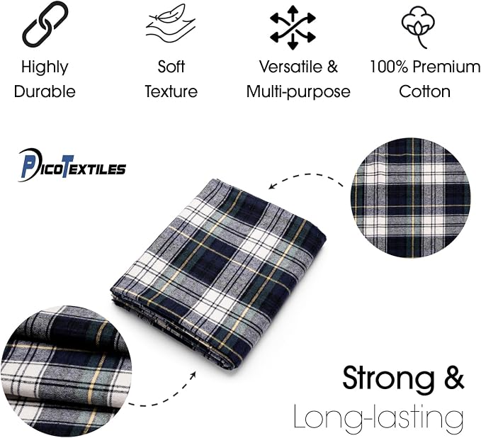 Pico Textiles 6 Yards Bolt Green, and Blue Tartan Plaid Flannel Fabric - Image 4