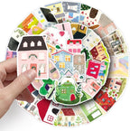 Cute Cartoon House Stickers for Journaling - Image 5