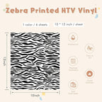 Tintnut Black Zebra Heat Transfer Vinyl, 6 Sheets 12" x 10" Iron on Vinyl | - Image 2