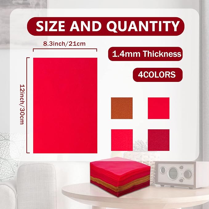 Soft Felt Sheets, 8x12 inches Assorted Craft Felt Fabric, 1.4mm Thick Felt - Image 3