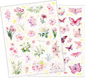 Transparent Floral Butterfly Scrapbook Stickers Pack, Waterproof Dreamy Decals by STARZIWEN