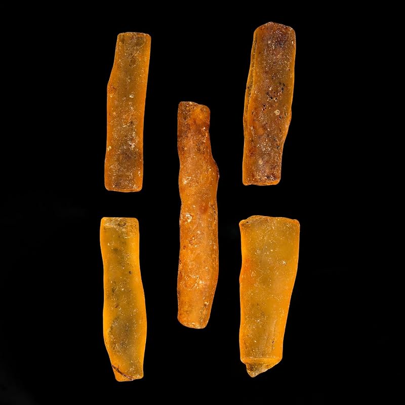 ColouredRocks 5pcs Long Amber Crystals, Raw Stones, Rough Gemstones, Jewelry - Image 2
