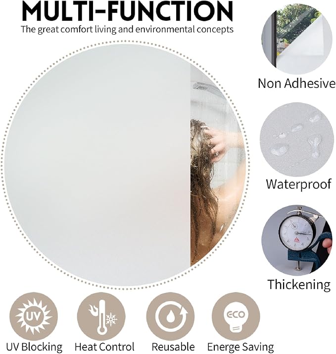 KESPEN Frosted Window Privacy Film Heat Control UV Sun Blocking Glass Stickers - Image 2