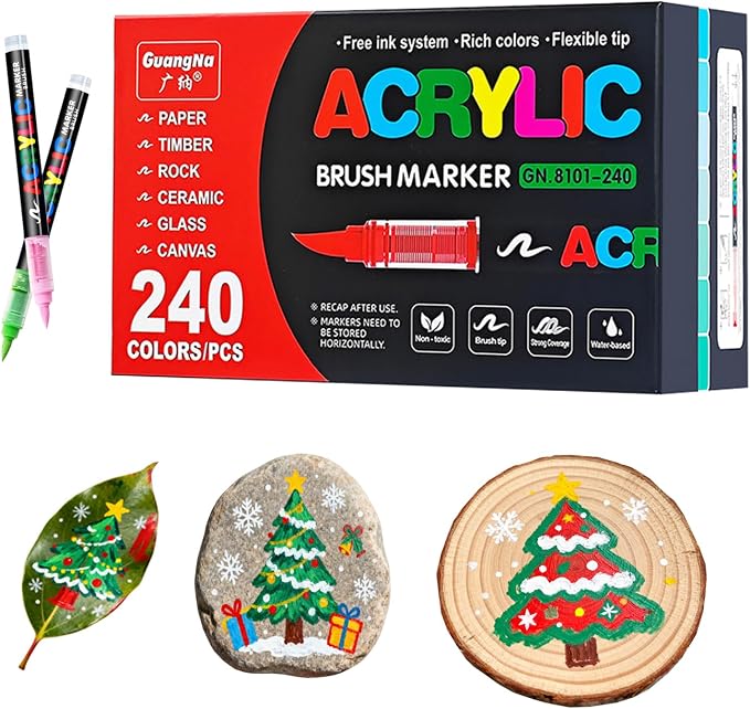Acrylic Paint Markers Pens, 240 Vivid Colors Acrylic Markers Set, Direct Liquid by Unknown